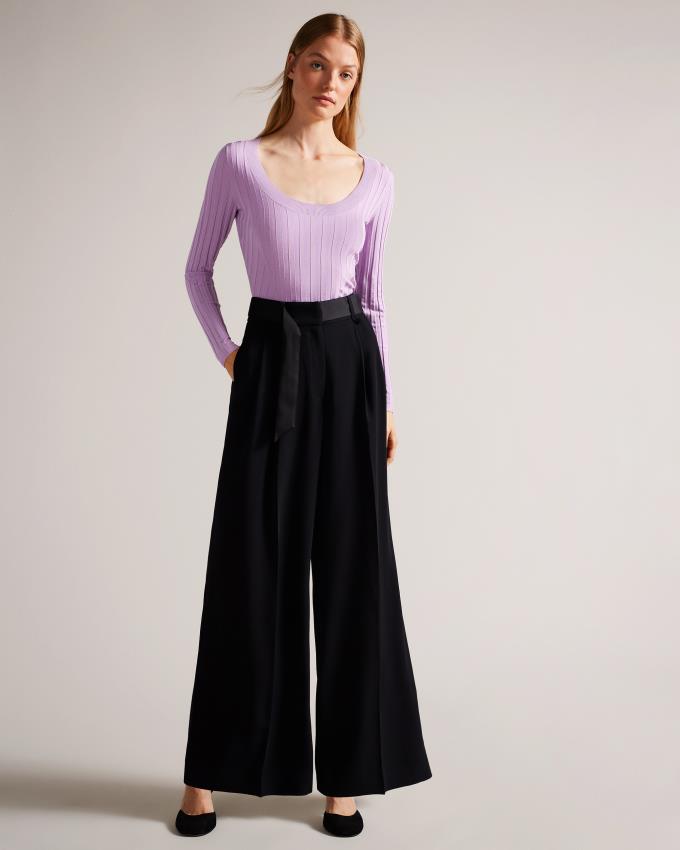 Hauts Ted Baker Rib Engineered Knit Violette Femme | DEY-73044551